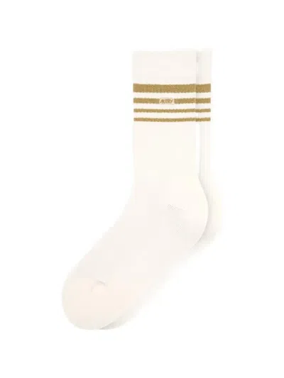 Autry Striped Logo-patch Socks In White