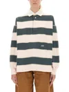 Autry Striped Long Sleeve Top With Ribbed Collar And Cuffs In Blue