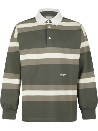 Autry Striped Polo Shirt In Green