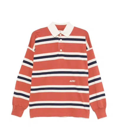 Autry Striped Rugby Polo Shirt In Red