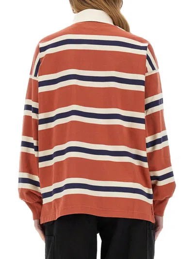 Autry Striped Rugby Polo Shirt Unisex In Brown