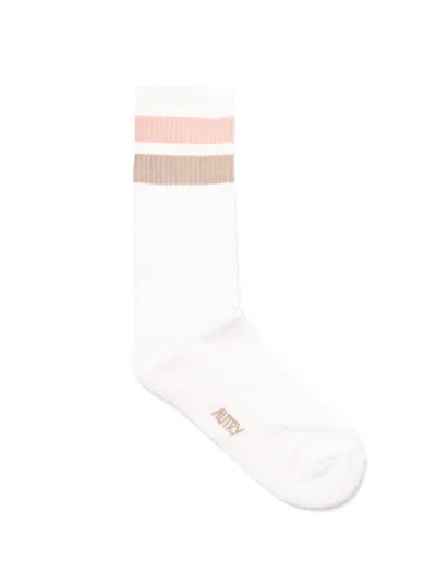 Autry Striped Socks In Beige