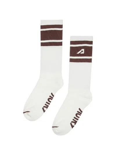 Autry Stripe-detail Logo Socks In White