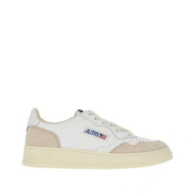 Autry Suede And Leather Medalist Low Sneakers In Neutral