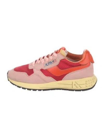 Pre-owned Autry Suede Colorblock Pattern Athletic Sneakers In Orange/pink