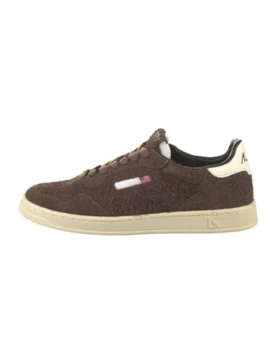 Pre-owned Autry Suede Colorblock Pattern Sneakers In Brown
