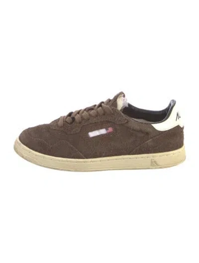 Pre-owned Autry Suede Colorblock Pattern Sneakers In Brown