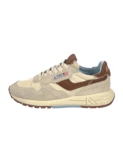 Pre-owned Autry Suede Colorblock Pattern Sneakers In Neutral