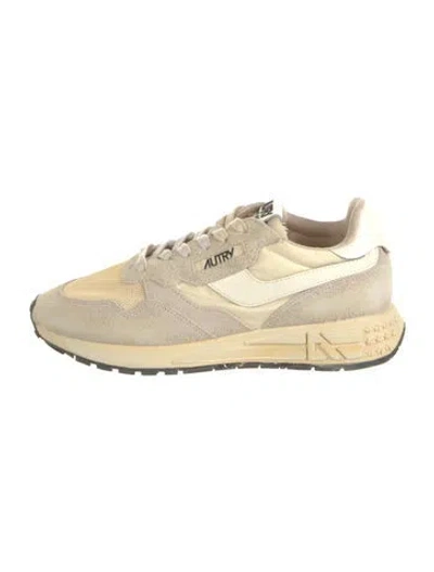 Pre-owned Autry Suede Colorblock Pattern Sneakers In Neutral