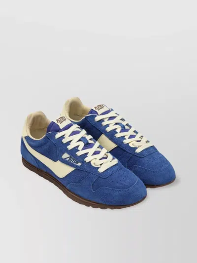 Autry Suede Finish Rubber Sole Contrast Panel Sneaker In Blue