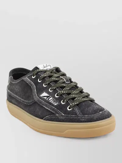 Autry Suede Leather Low-top Lace-up Sneakers In Gray