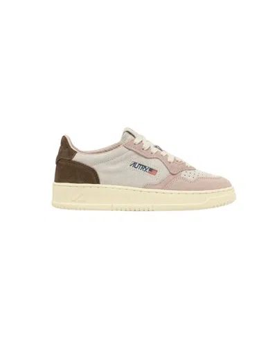 Autry Suede Low-top Sneakers With Tricolor Design And Cushioned Collar In Multi