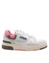 Autry Clc Low Sneakers In Leather And Suede Color White And Geranium In Neutral
