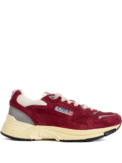 Autry Suede-panel Mesh-upper Sneakers In Red