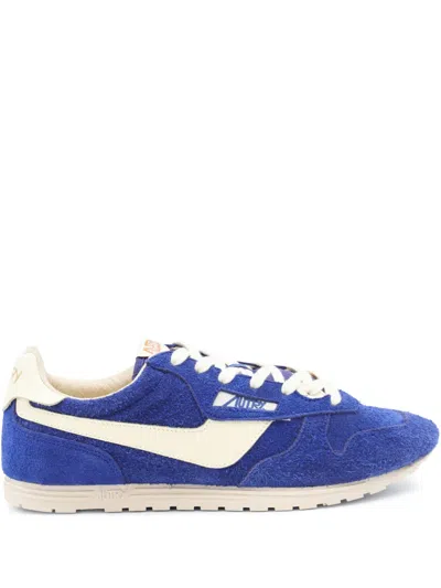 Autry Vibrant Blue Suede And Nylon Sneakers With Textured Sole In Multi