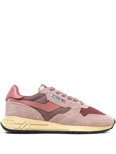 Autry Suede Panelled Sneakers In Pink