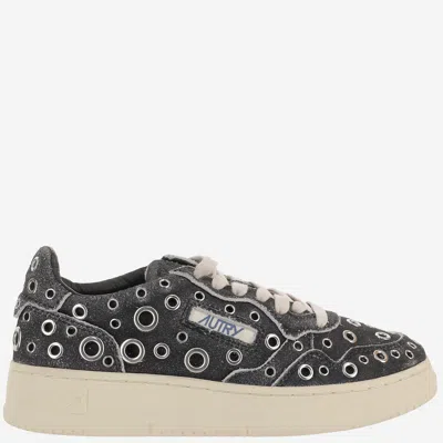 Autry Suede Sneakers With Metal Eyelets In Black
