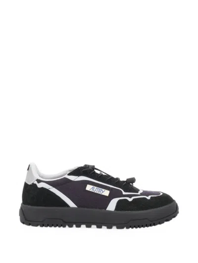 Autry Suede-trim Toggle-fastening Sneakers In Black