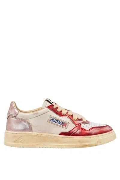 Autry Sup Vint Low Metal Leat In White, Red, Pink