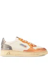 Autry Vintage-inspired Low-top Sneakers With Brushed Leather Finish In Orange