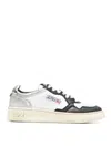 Autry Black And White 'medalist' Low Top Sneakers Distressed Effect In Cow Leather In Black