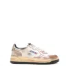 Autry 'super Vintage' White And Metallic Low Top Sneakers With Logo Detail In Neutral