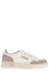 Autry Vintage Leather Sneakers With Pointed Toe And Signature Heel In Neutral
