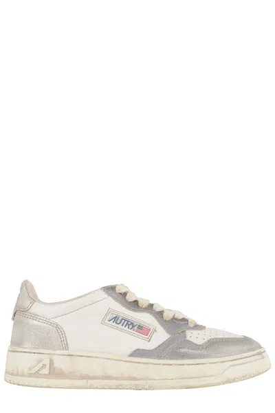Autry Sup Vintage Sneakers With Vintage Leather Upper In Neutral