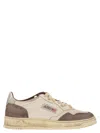 Autry Low Top Sneakers With Contrasting Leather Inserts In White