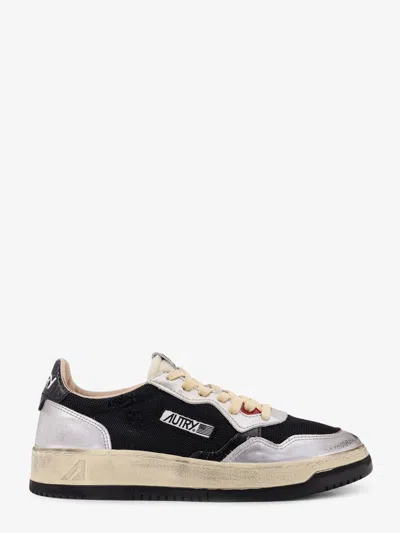 Autry Super Vintage Leather And Mesh Low-top Sneakers In Black