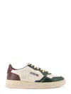 Autry Medalist Low Super Vintage Sneakers In White Pine Grove Leather And Rum Raisin In Animal Print