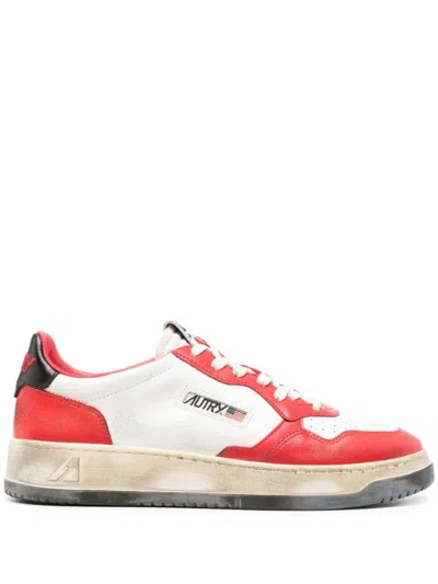 Autry Medalist Super Vintage Leather Sneakers In Red