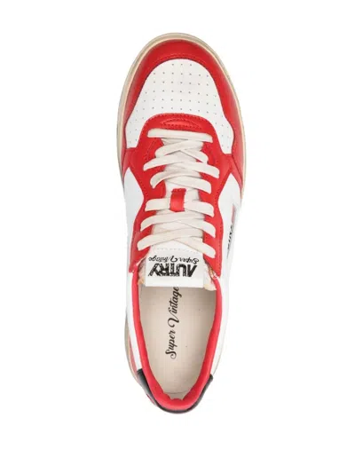 Autry Super Vintage Low Leather Sneakers In Red
