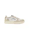 Autry Beige Leather Athletic Sneakers In White