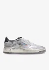 Autry Grey Lace Up Sneakers In Metallic