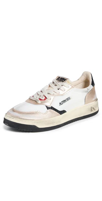 Autry Super Vintage Low Top Sneakers Mesh/suede White/gold In Multi