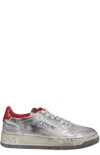 Autry Sneaker Medalist Low Super Vintage In Gray/white Leather And Mesh In Argento