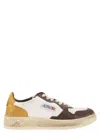 Autry Super Vintage Medalist Low Sneakers In Honey, Brown And White Leather In White