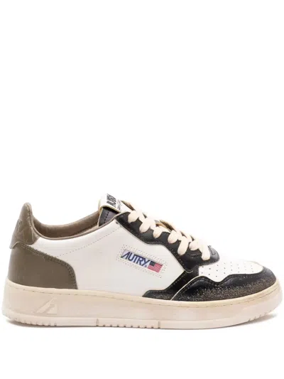 Autry Super Vintage Medalist Sneakers In White Covert Green And Black