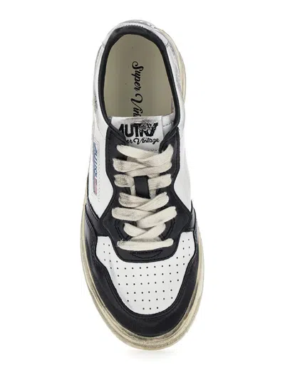 Autry 'super Vintage' Multicolor Low Top Sneakers With Logo Detail In Leather Man In Gray
