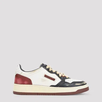 Autry Super Vintage Multicolor Low Top Sneakers With Logo Detail In Leather Man In Ivory
