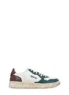 Autry Medalist Low Super Vintage Sneakers In White Pine Grove Leather And Rum Raisin In Green