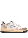 Autry 'super Vintage' White And Metallic Low Top Sneakers With Logo Detail In Pink