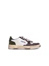 Autry Medalist Low Two Tone Sneakers In White And Mountain Green Leather