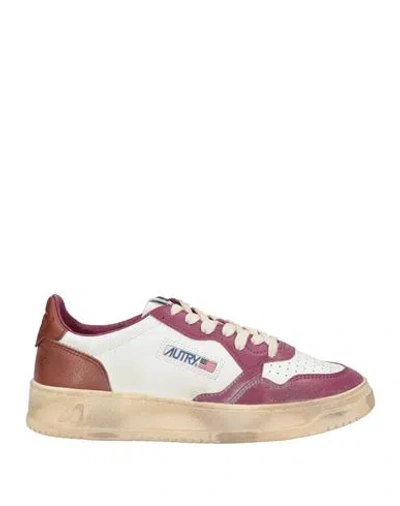 AUTRY AUTRY SUPER VINTAGE WOMAN SNEAKERS PLUM SIZE 8 LEATHER