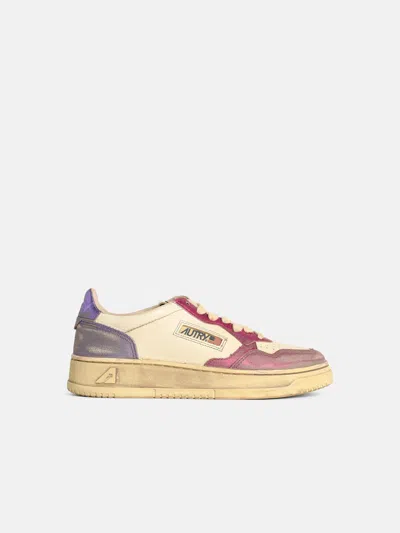 Autry 'supervintage Low' Fuchsia Leather Sneakers In Multi