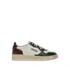 Autry Medalist Low Super Vintage Sneakers In White Pine Grove Leather And Rum Raisin In Animal Print