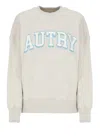 Autry Grey Cotton Blend College Sweatshirt With Screen-printed Graphic In Multi