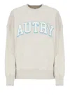 Autry Grey Cotton Blend College Sweatshirt With Screen-printed Graphic In Multi