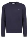Autry Blue Cotton Crewneck Sweatshirt With Logo Print In Blue
